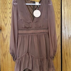 Hello Molly Mauve Long Sleeve Dress